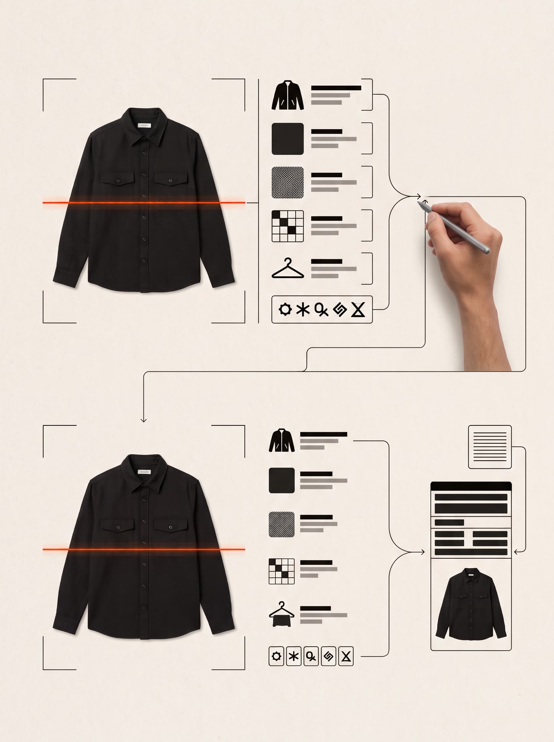 A product image becoming a structured inventory record before human confirmation.